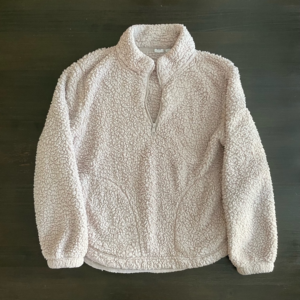 Gap Teddy Bear Fabric Zip Pullover Sweatshirt
